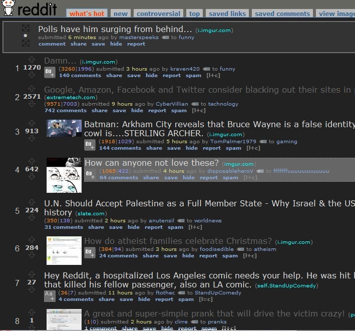 front page of reddit